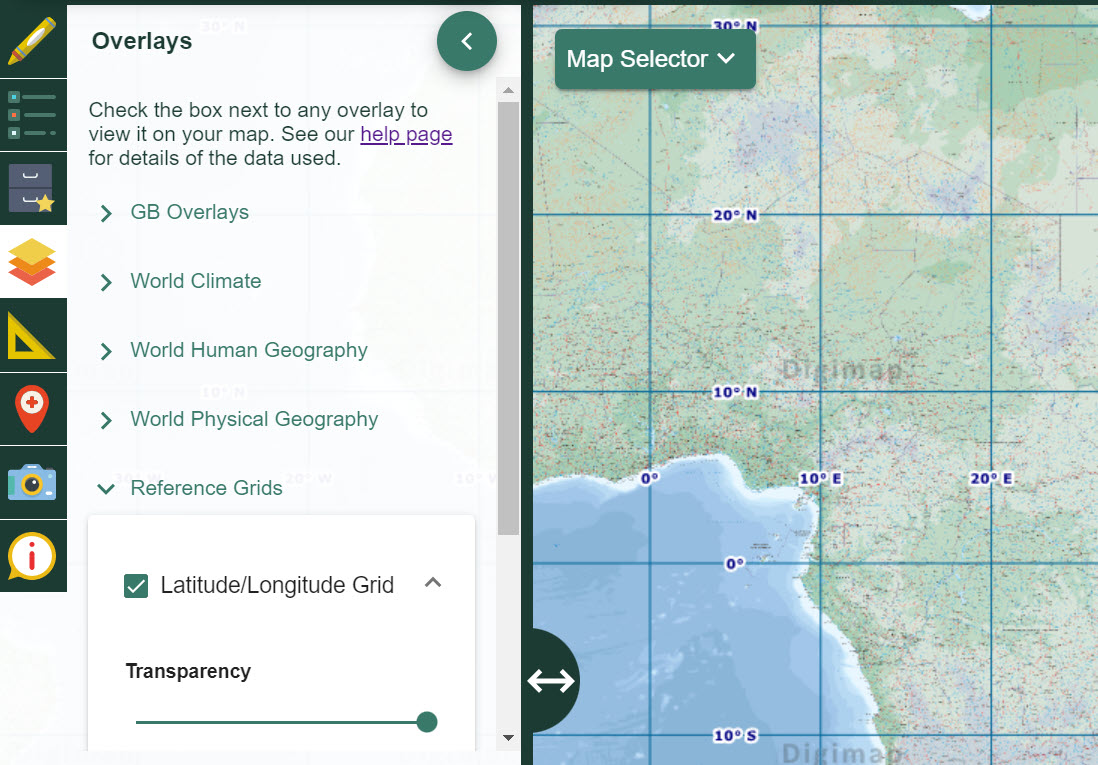 Overlay Latitude Longitude grid