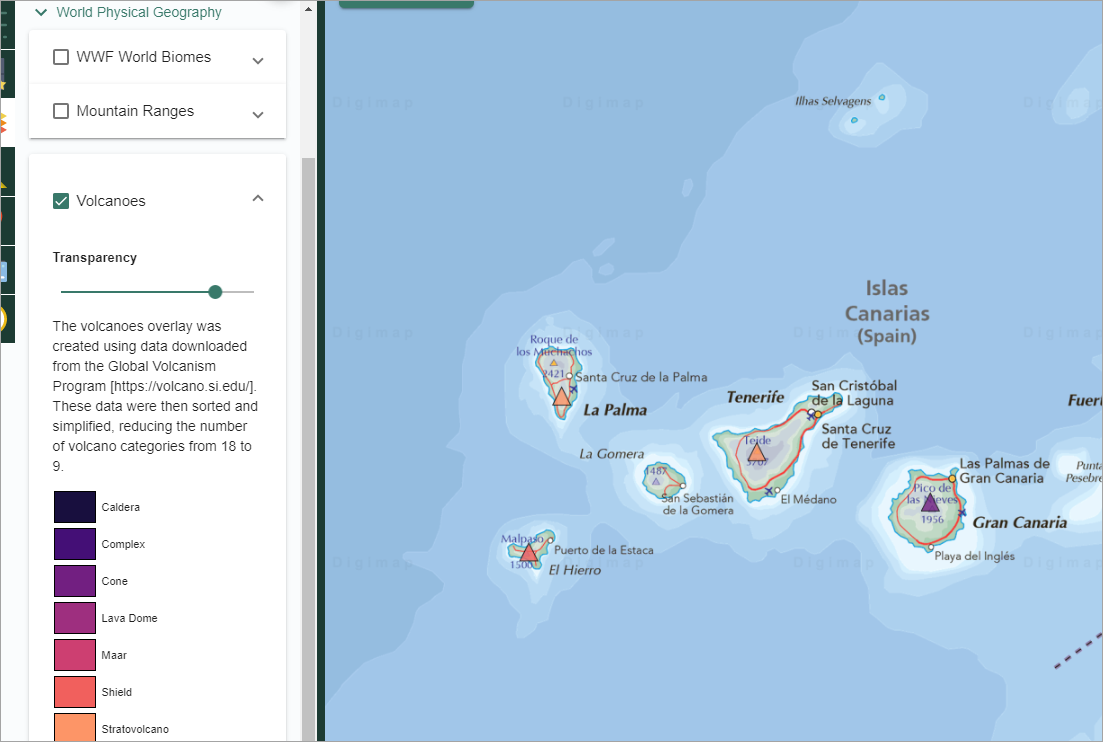 Volcanoes overlay