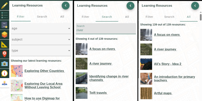 The new learning resources sidebar
